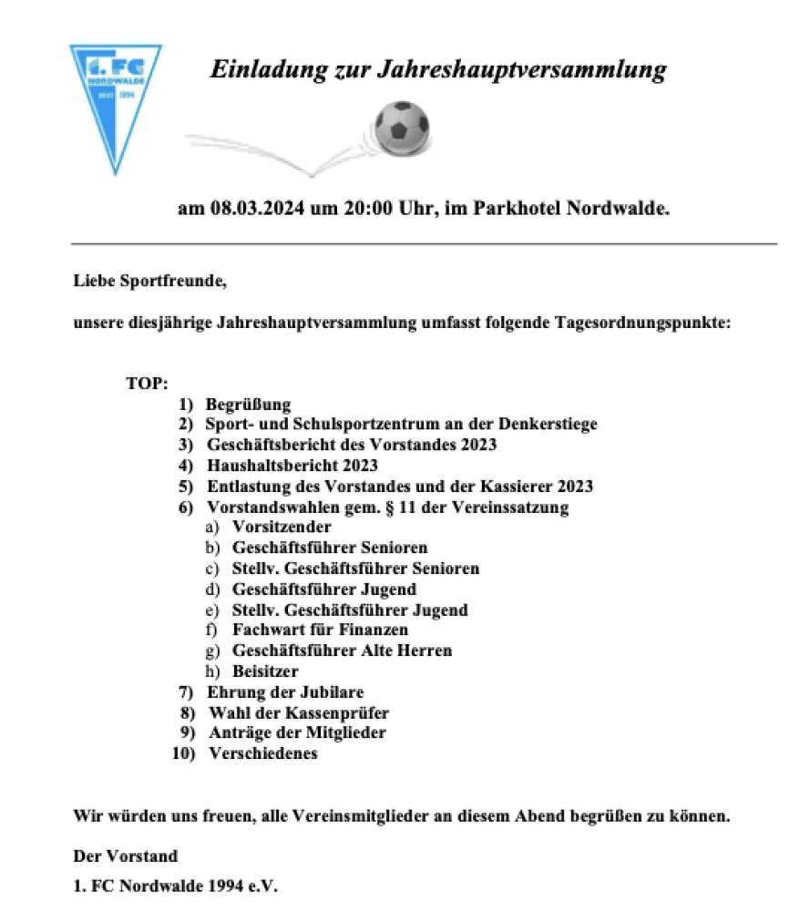 Jahreshauptversammlung 2024