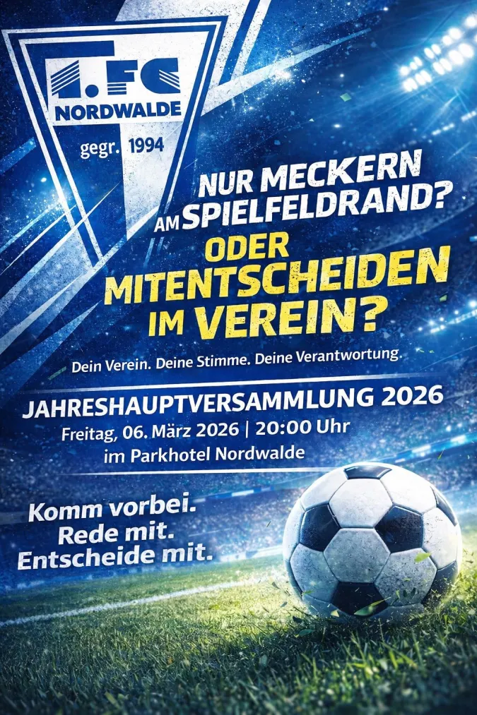 Einladung zur Jahreshauptversammlung 2026 des 1. FC Nordwalde 1994 e.V.